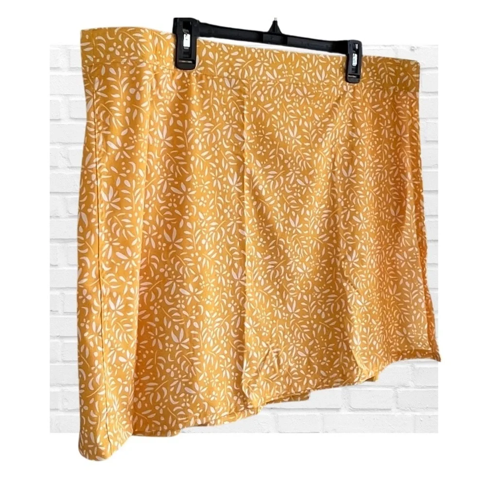 RipSkirt Hawaii Yellow Floral Adjustable Skirt Resort Wear Beach Plus Size XXL